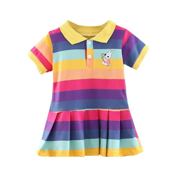 EnJoCho Toddler Little Girl Dresses Short Sleeve Tennis Dress Pleated Dress 2 To 6 Years Baby Kids Summer Casual Dresses Cute Girl Party Wear Clothes