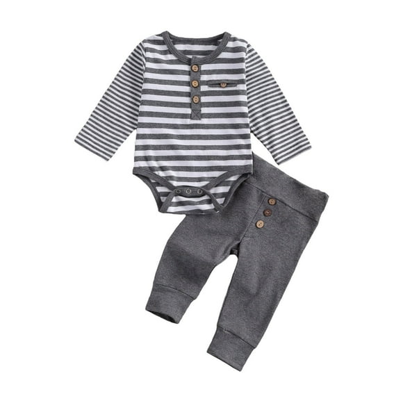 EnJoCho Toddler Outdoor Clothes Toddler Boy's Long Sleeved Striped Crawler Pant Suit for 0 to 18 Months Small Kids Holiday Party Clothing Trendy Set
