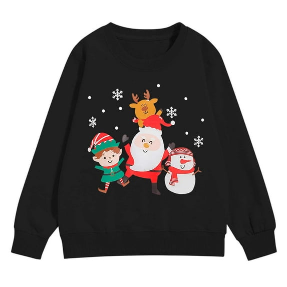 EnJoCho Toddler Santa Claus Christmas Sweatshirt Crewneck Long Sleeve Graphic Shirt Holiday Gifts Top for Boys Girls 2-7T