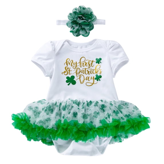 EnJoCho Toddler Sport Romper Baby Print Girls Boys Fall Short Sleeve St. Patric.k's Day Romper Bodysuit Dress Clothes Baby Kids Boys Trendy Casual Comfort Bodysuit Clothing