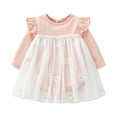 thumbnail image 1 of EnJoCho Toddler Wedding Dresses Clothes Kids Baby Girls Spring Summer Flower Print Ruffles Long Sleeve Tulle Princess Dress Fashion Birthday Gift Knitted Long Skirt, 1 of 3