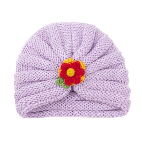 EnJoCho Toddler Winter Knit Hat with 3D Flower For Baby Girls Boys Warm Cap Hat Adorable Kids 0-24 Months Headwear Baby Small Kids Cute Daily Head Wear