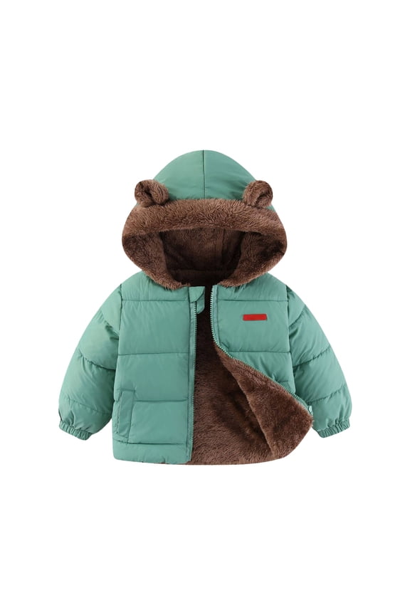 Toddler Baby Boys GirlsJacket Unisex Little Boys 1-5T Winter Fleec𝖾 Jacket Warm Hooded Outwear Coat Sher𝗉a Soft Shell Outerwear Snowsuit