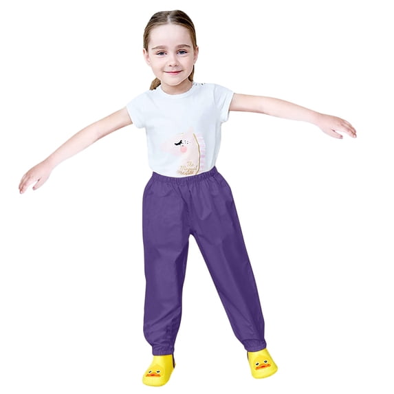 EnJoCho Toddlers Rain Pants Boys Girls Adjustable Comfortable Mud Dirty Proof Lightweight Reflective 𝖶aterproof Unisex Rainwear Outdoor Play Garden School Playground Activities