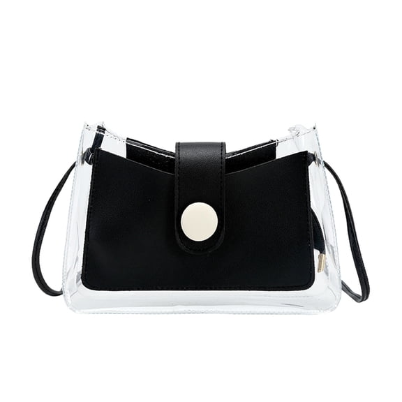 EnJoCho Transparent Button Jelly Small Square Bag Shoulder Open Mobile Phone Bag Trendy Matching Bags for Male Female for Travel Casual Use Clearance