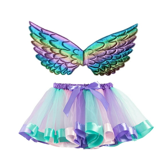 EnJoCho Kids Girls Tutu Christmas Party Dance Ballet Toddler Skirt Wing Sets Toddler Kids Santa Xmas Performance Dance Party Princess Dresses Outfits