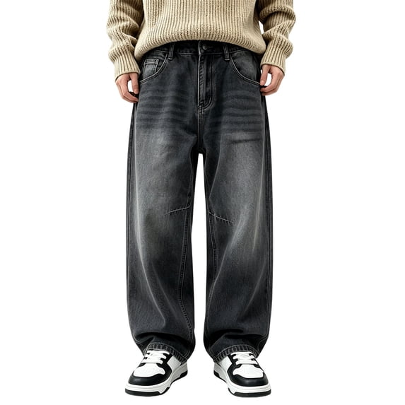 EnJoCho Tween Boys Straight Leg Baggy Jeans Y2π Casual Trendy Stretch Wide Leg Denim Pants Kids Loose Retro 90s Relaxed Fit Trousers Boys Loose Fit Jeans for Back -to-School