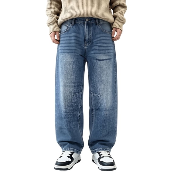 EnJoCho Tween Boys Straight Leg Baggy Jeans Y2π Casual Trendy Stretch Wide Leg Denim Pants Kids Loose Retro 90s Relaxed Fit Trousers Boys Loose Fit Jeans for Back -to-School