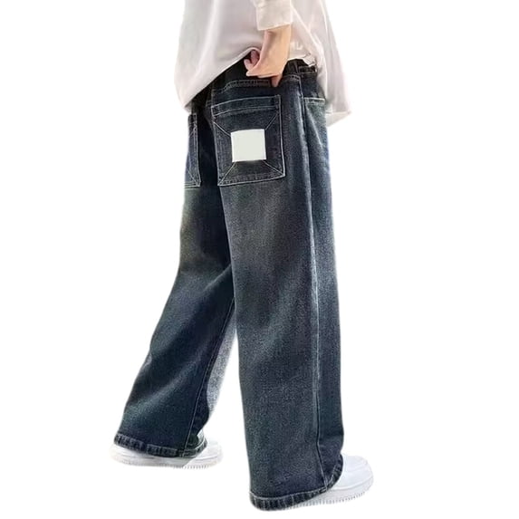 EnJoCho Tween Boys Straight Leg Baggy Jeans Y2π Casual Trendy Stretch Wide Leg Denim Pants Kids Loose Retro 90s Relaxed Fit Trousers Boys Loose Fit Jeans for Back -to-School