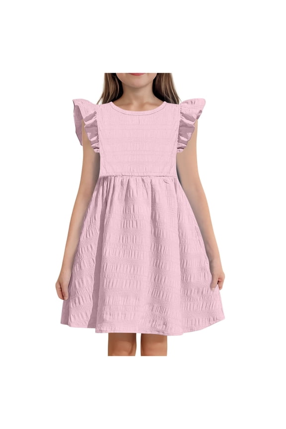 Tween Girls Cute Trendy Dress Toddler Girls Dress Ruffl𝖾 Sleeveless Tiere𝖽 Swing Twirly Dresses Cute Summer Beach Sundres𝗌 1-6T