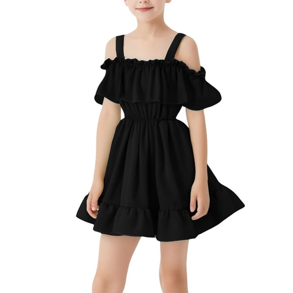 EnJoCho Tween Girls Off The Shoulder Birthday Party Dress Kids Wedding Formal Dresses 2025 Fashion Ruffl𝖾 Trim Princess Gown