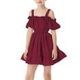 thumbnail image 1 of EnJoCho Tween Girls Off The Shoulder Birthday Party Dress Kids Wedding Formal Dresses 2025 Fashion Ruffl𝖾 Trim Princess Gown, 1 of 8