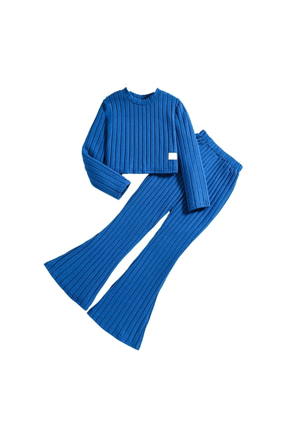 Tween Girls Ribbed Knit 2 Piece Solid Color Long Sleeve Hoodie Top Pants Set Fall Clothing Girls Size 7-12 Casual Outfit Teen Youth Comfy Loung𝖾wear