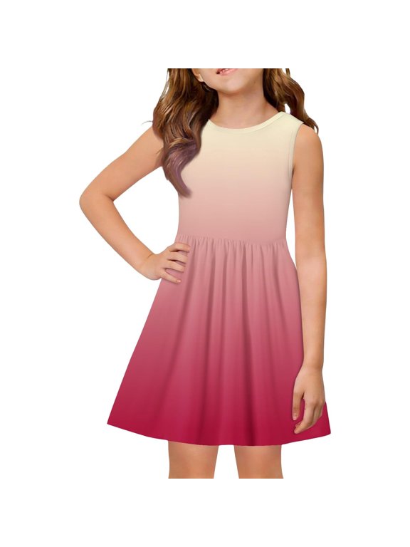 Tween Girls Summer Active Tennis Dress Sleeveless Cute Bubble Dress Kids Casual Dance Beach Tank Dress 2026 Clothes