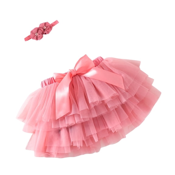 EnJoCho Twin Easter Outfits Toddler Baby Girls Soft Fluffy Tutu Skirt Solid Bowknot Party Carnival Mesh Tulle Tutu Skirt with Hairband Summer Teen Girls Trendy Clothing Set 10T