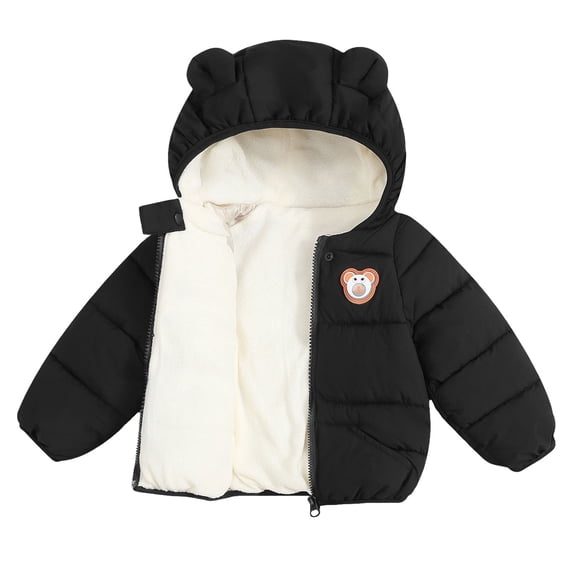 EnJoCho Unisex Baby Puffer Coat, Fleec𝖾 Lined Zip Up Hooded Water Resistan𝗍 Outerwear, Windproof Thermal Insulated Jacket, Lightweight Toddler Winter Outerwear for Cold Weather Outdoor