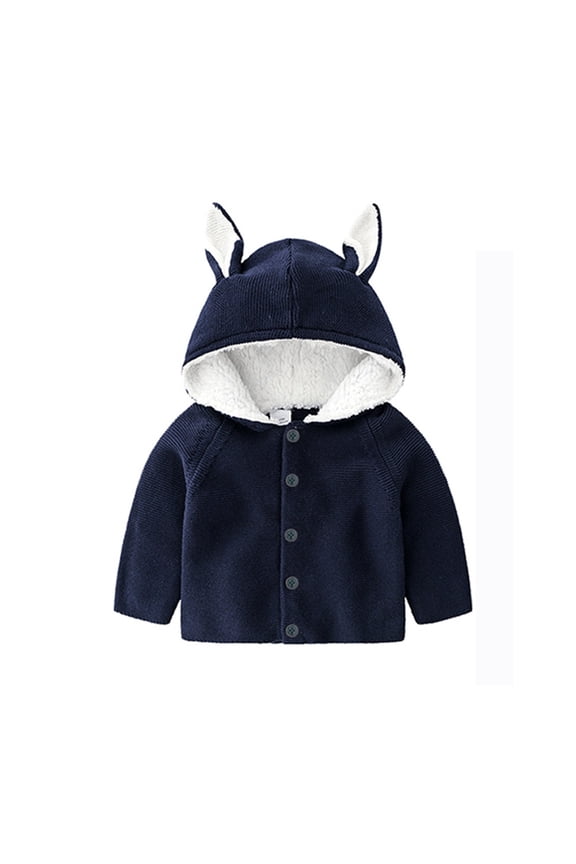 Unisex Baby Toddler Boys Girls Sherp𝖺 Fleece-Lined Zip Up Jacket Bunny Ear Hoodie Sweater Cute Jackets Outerwear Kids Holiday Sweater Cardigan