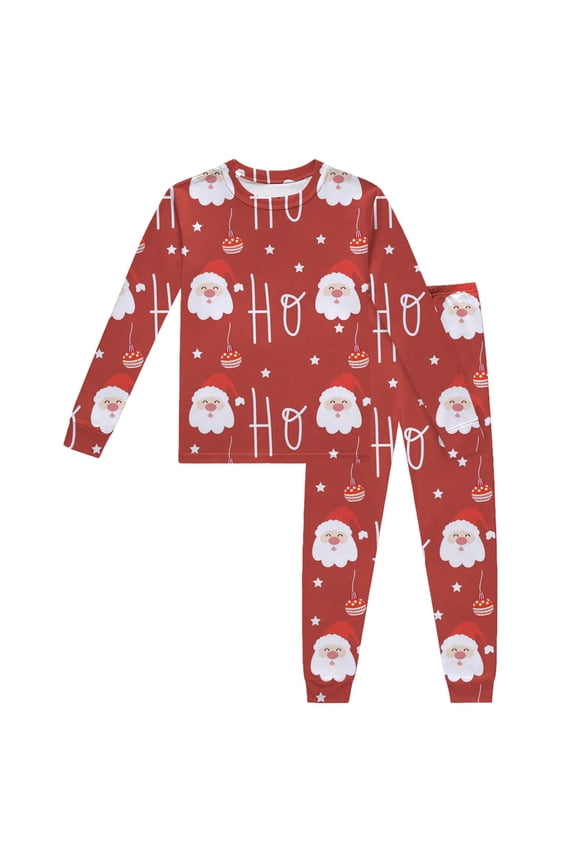 Unisex Kids Thermal-Insulated Christmas Outfit Set Cartoon Print Tops Pants Winter Warm Clothes for Toddler Fall Holiday
