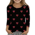 thumbnail image 1 of EnJoCho Valentines Day Tops for Girls Novelty Heart Graphic T Shirts 3/4 Sleeve Spring Tee Crew Neck Cute Blouses Youth Wear Clothing Apparel, 1 of 5