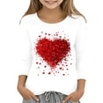 thumbnail image 1 of EnJoCho Valentines Day Tops for Girls Novelty Heart Graphic T Shirts 3/4 Sleeve Spring Tee Crew Neck Cute Blouses Youth Wear Clothing Apparel, 1 of 4