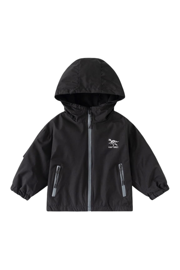 Warm Rain Jacket Kids Girls Outdoor Lightweight Windbreaker Fleec𝖾 Hooded Raincoat Boys Loose Waterproof Zipper Snowsuit Windbreakers