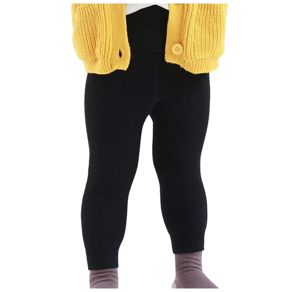EnJoCho Winter Fall Warm Base Pants Baby Kids Girls Thickened Lined warmth Long Pants Leggings Black Solid Color