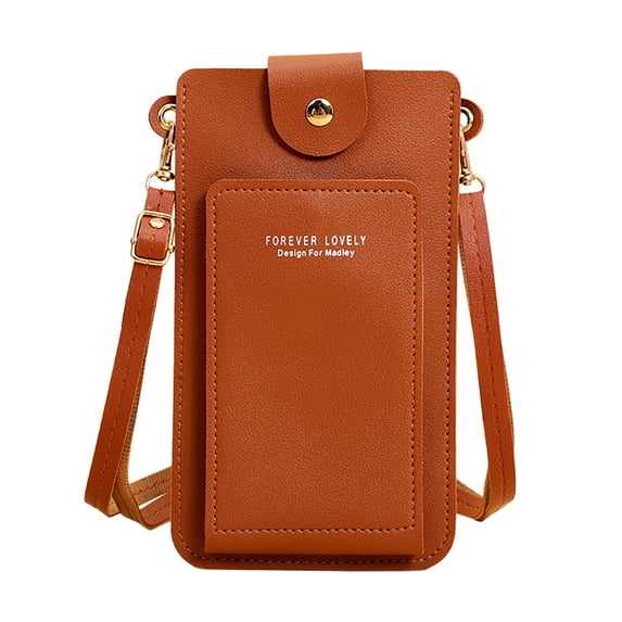 EnJoCho Women Artificial Leather Solid Color Hasp Transparent Operation Ccreen Phone Bag Shoulder Bag Messenger Bag Trendy Matching Bags for Male Female for Travel Casual Use Clearance