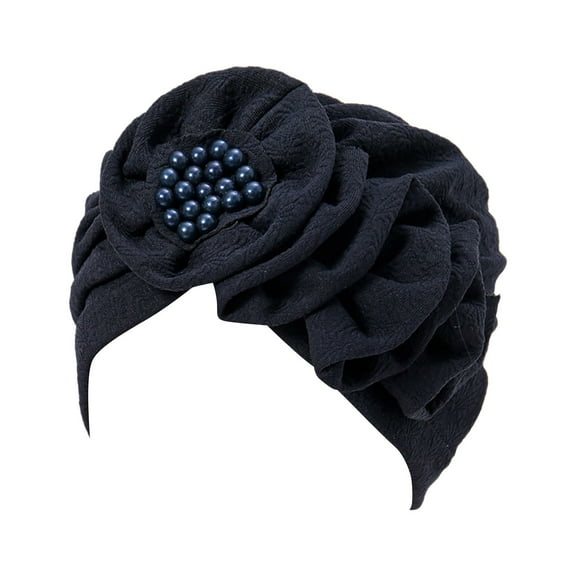 EnJoCho Women Casual Cap All Season Flower Solid Color Wrinkled Long Strip Single Side Sticker Headscarf Hat Headscarf