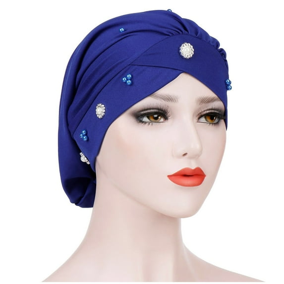EnJoCho Headwear for Women Beanie Forehead Small Daisy Beaded Turban Hat Night Hat Chemotherapy Hat Baotou Hat