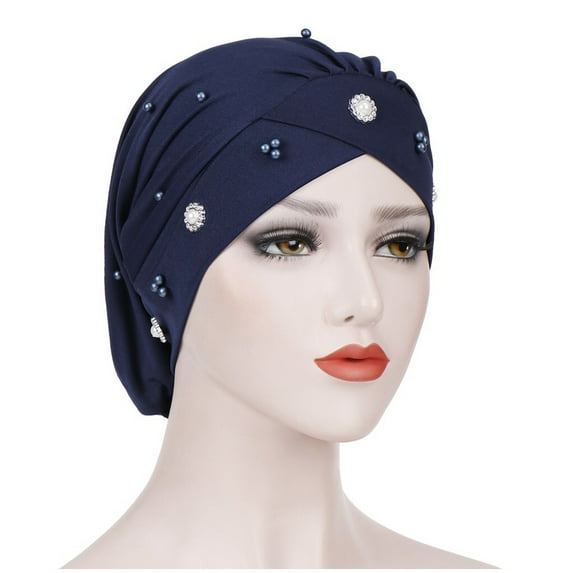EnJoCho Headwear for Women Beanie Forehead Small Daisy Beaded Turban Hat Night Hat Chemotherapy Hat Baotou Hat