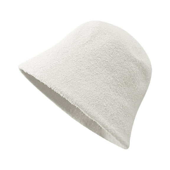 EnJoCho Women Hiking Cap Women's Solid Color Thickened Warm Plush Fisherman's Hat Daily Outing Windbreak Basin Hat