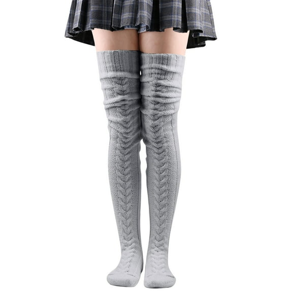 EnJoCho Women'S Cable Knit Over The Knee Socks Knit Leg Stocking Thigh Long Warmers Knee Cable Women Boot Socks Over Extra Socks Chunky Knit Over The Knee Socks