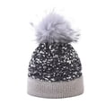 thumbnail image 1 of EnJoCho Women'S Cozy Pom Pom Knit Hat Ladies Chic Pom Pom Beanie Women Outdoor Warm Knitted Hat Dyed Ball Sequined Hat Ear Protection Hat In Winter Matching Color Block Pom Beanie, 1 of 5