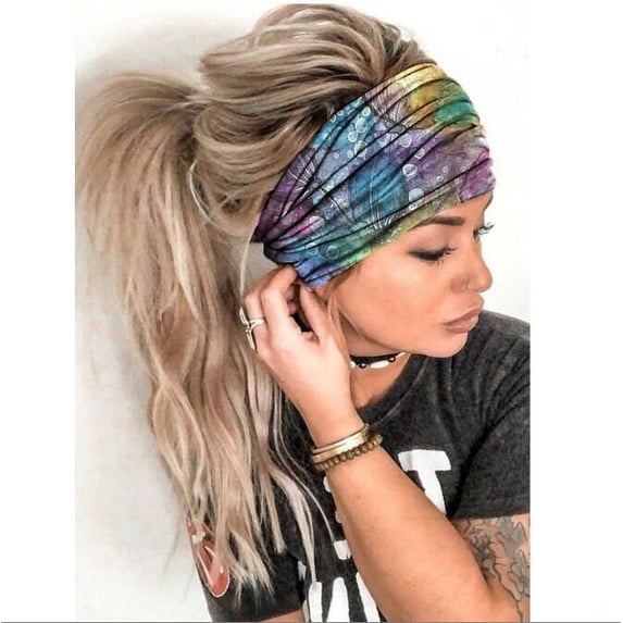 EnJoCho Women Solid Color Headband Elastic Head Wrap Hair Band Bandana Ladies Casual Hair Accessories
