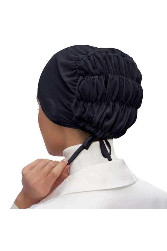 Women Solid Color Mesh Bandage Bottoming Hat Breathable Elastic Belt Cap Scarf Bottoming Headscarf