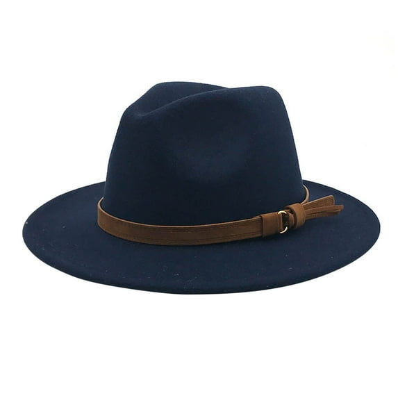 EnJoCho Women Sport Hat Windfall Men Vintage Wide Brim Fedora Hat With Belt Buckle Outdoor Holidays Caps