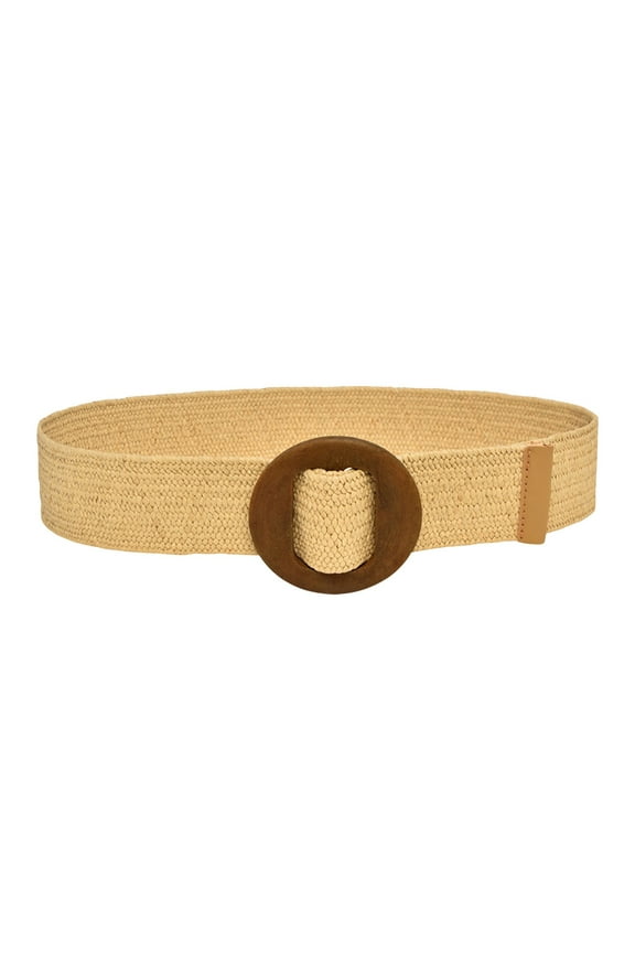 Women Straw Woven Belt Elastic Rattan Waist Belt Stretch Boho Dress Braided Belt Raffia Belt with Wood Buckle for Girl Women Woven Elastic Casual Summer Solid Belt Stretch Skinny Belt
