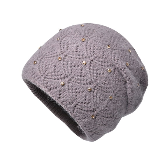 EnJoCho Women Warm Wool Hat Fashion Winter Cold Proof Hat Ear Protection Knitted Pullover Hat Matching Striped Knit Winter Hat Women'S Modern Ribbed Knit Slouchy Hat Ladies Versatile Slouchy Knit Hat