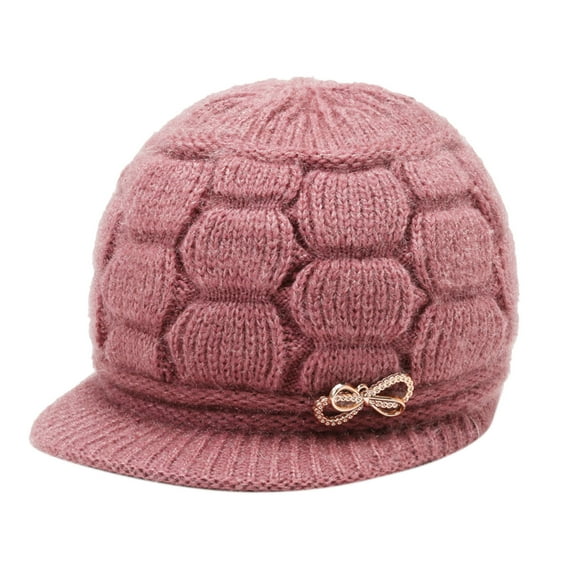 EnJoCho Women Winter Warm Knit Hat Wool Snow Ski Caps With Visor Winter Hats for Women - Thick Warm Stylish Knit Beanie Hat, Soft Stretch Cute Womens Winter Hats with Visor