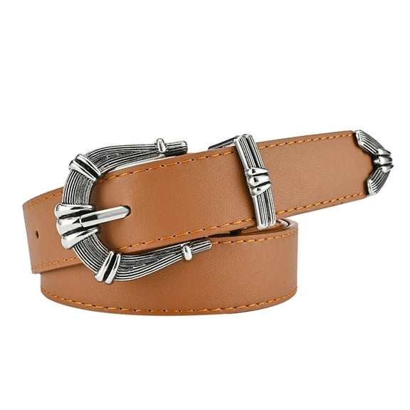 EnJoCho Women's Faux Leather Belt Plus Size Ladies Western Belt Silver Gold Buckle Black Waist Belt for Jeans Pants Dresses Women'S Retro Needle Buckle Belt Women Leather Belt for Jeans Pants