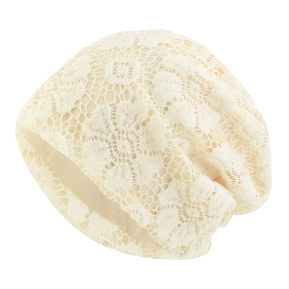 EnJoCho Women's Foldable Cooling Mesh Handmade Floral Lace Cotton Chemotherapy Hair Loss Caps Slouchy Hat Gender-Neutral Plaid Knit Beanie