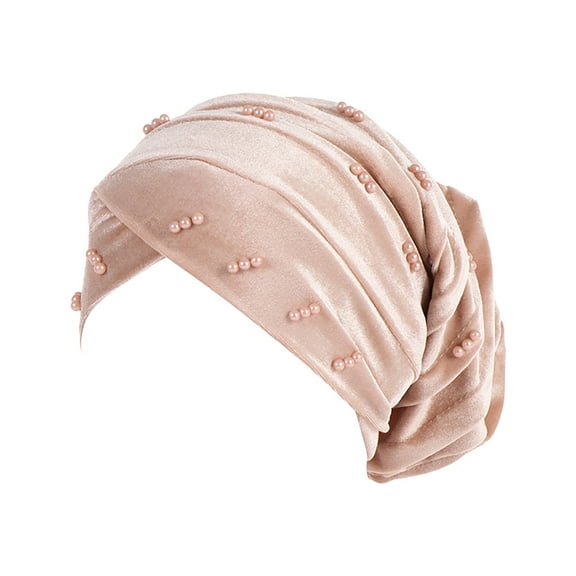 EnJoCho Women's Headwraps Women's Eid Al Fitr Folding Pile Hat Pearl Headband Hat Headband Non Slip Turban