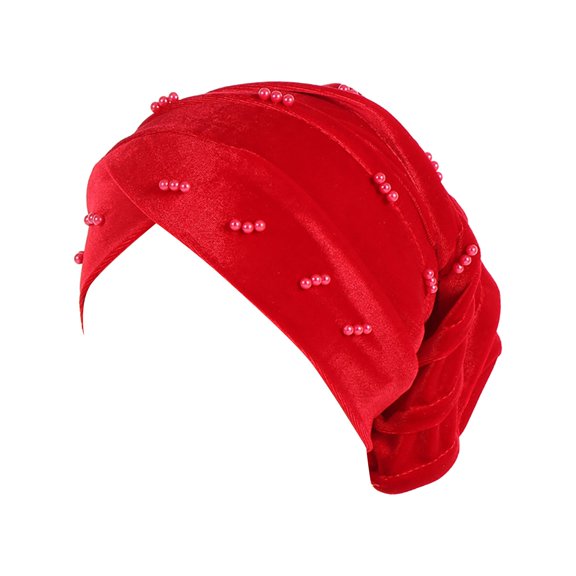 EnJoCho Women's Headwraps Women's Eid Al Fitr Folding Pile Hat Pearl Headband Hat Headband Non Slip Turban
