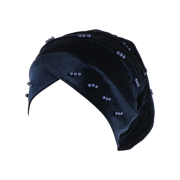 EnJoCho Women's Headwraps Women's Eid Al Fitr Folding Pile Hat Pearl Headband Hat Headband Non Slip Turban
