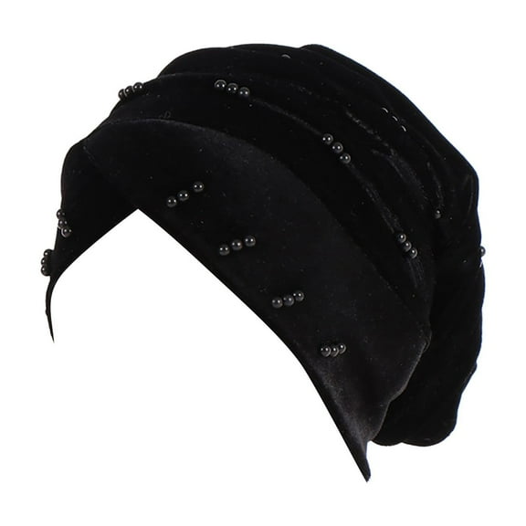 EnJoCho Women's Headwraps Women's Eid Al Fitr Folding Pile Hat Pearl Headband Hat Headband Non Slip Turban