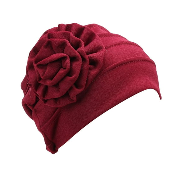 EnJoCho Women's Soft Monochrome Side Applique Flower Hijab Hat Baotou Hat Cancer Headscarf Headwraps Headwear Hair Cover Hat
