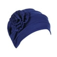 thumbnail image 1 of EnJoCho Women's Soft Monochrome Side Applique Flower Hijab Hat Baotou Hat Cancer Headscarf Headwraps Headwear Hair Cover Hat, 1 of 5