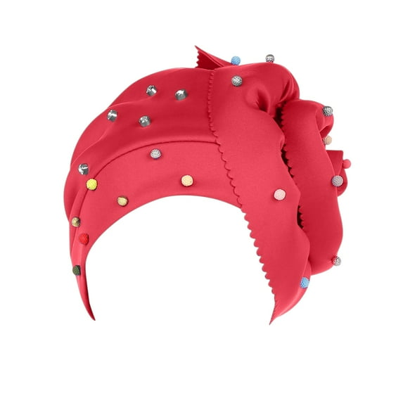 EnJoCho Women,s Solid Color Beaded Toe Cap Cap Space Cotton Candy Color BeadedBig Flower Hat Turban Cap
