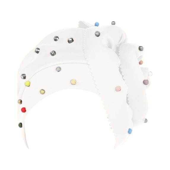 EnJoCho Women,s Solid Color Beaded Toe Cap Cap Space Cotton Candy Color BeadedBig Flower Hat Turban Cap