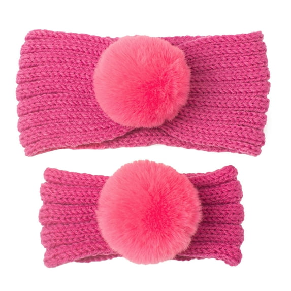 EnJoCho Womens Baby Christmas Headband Set for Family Cute Soft Stretch Knitted Headbands Knotted Solid Headwear for Mom & Baby